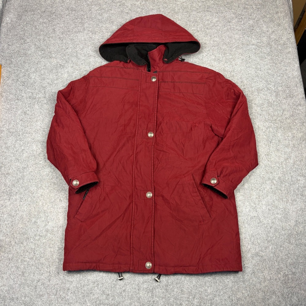 Forecaster Sport Womens Red Hooded Parka Jacket Fleece Lined Size Small